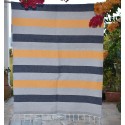 Fouta jaune et bleu nuit doublée éponge